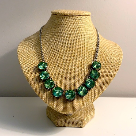 Chloe + Isabel Emerald Crystal Silver Chain Necklace w/ Adjustable Claw Closure - Picture 2 of 11